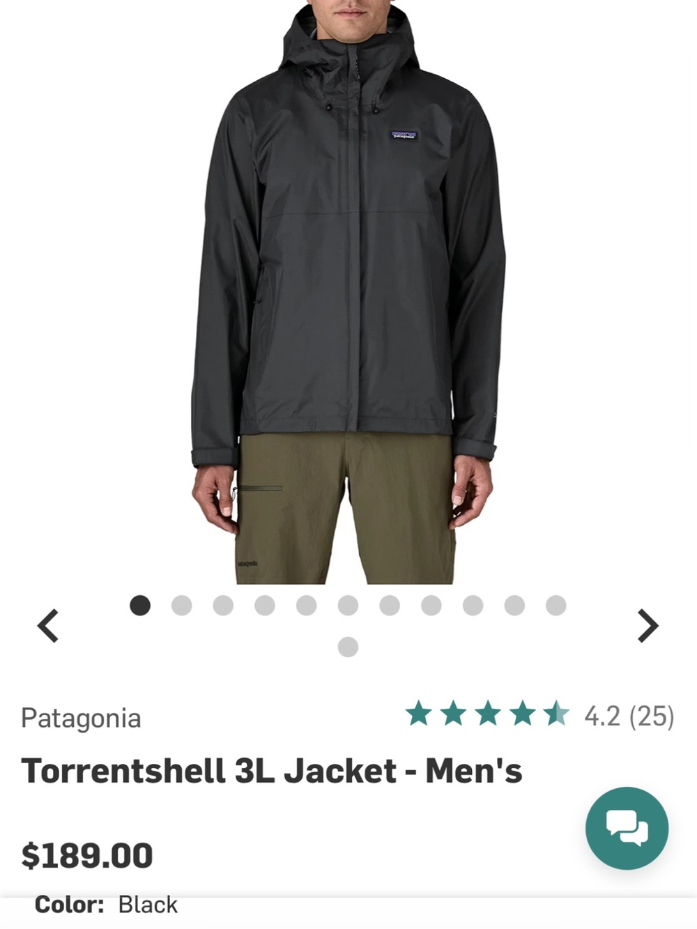 Patagonia Men's Rain Jacket in Black with Hood